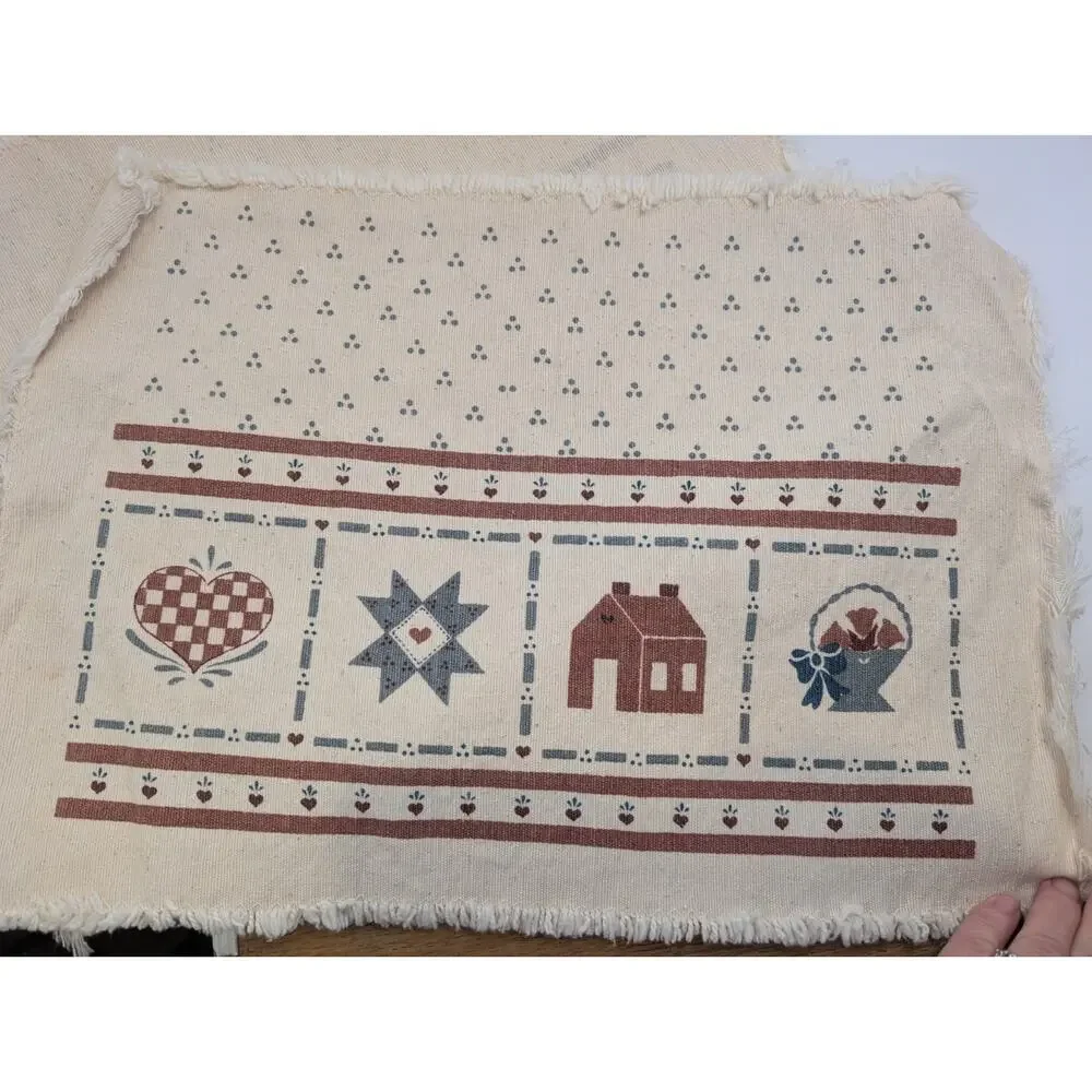 Vintage Set Of 6 Placemats With Houses READ
